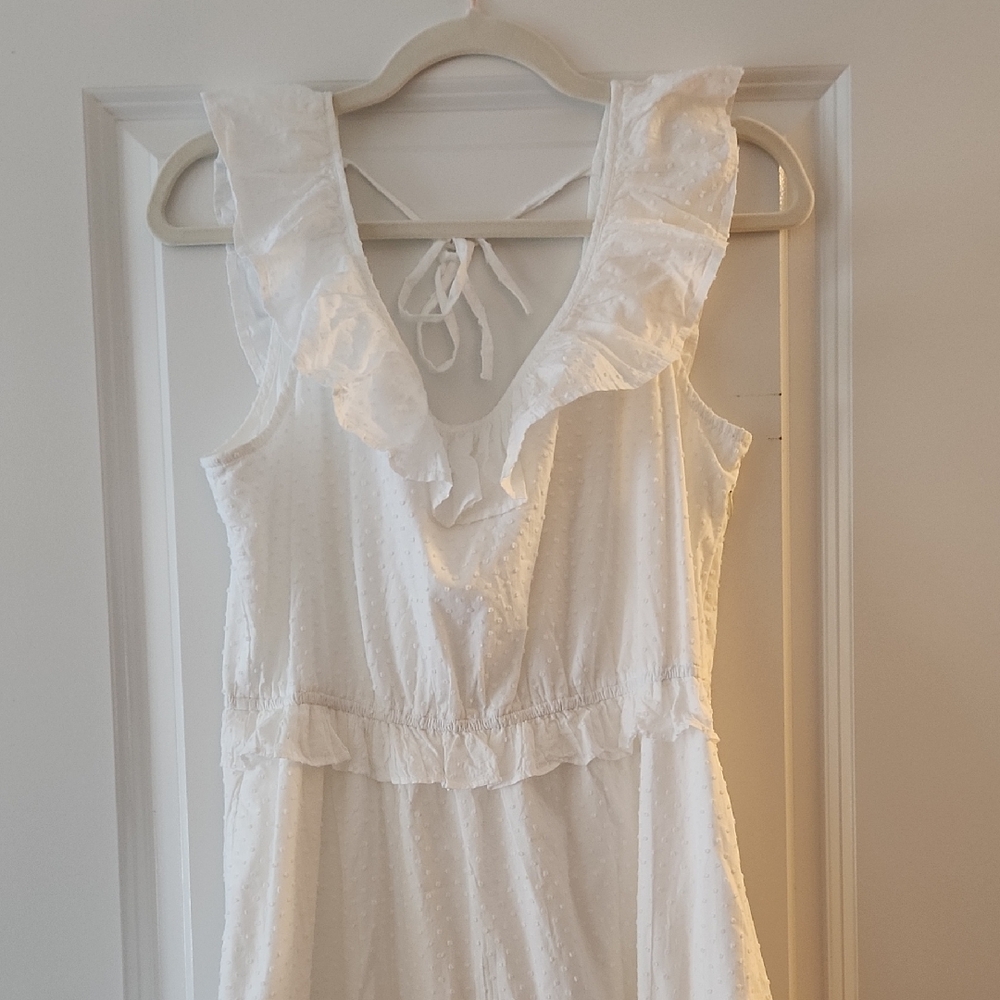 J. Crew White Ruffled Dress